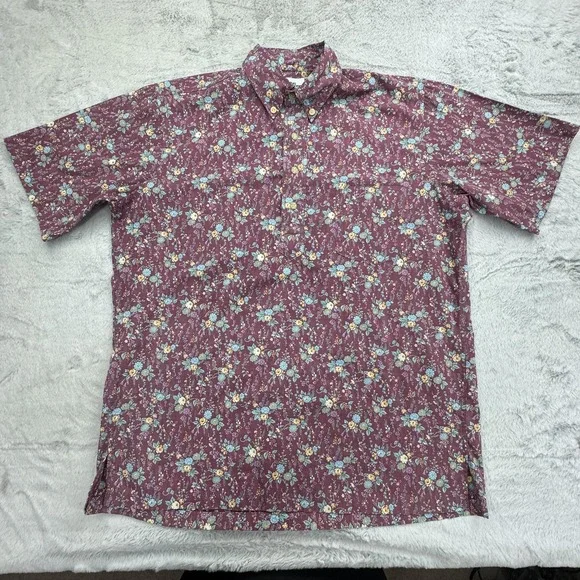 Reyn Spooner Shirt Mens Small Red Floral Hawaiian Popover Button Down Aloha - Picture 2 of 9
